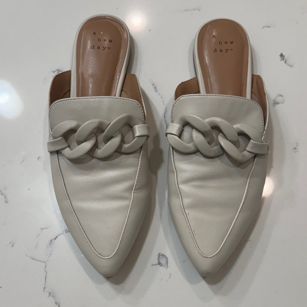 A New Day Women's Cream Chain Mules